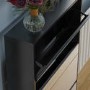 Slim Black Shoe Cabinet 3 Mirrored Doors - Walham