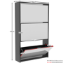 Slim Black Shoe Cabinet 3 Mirrored Doors - Walham