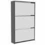 Slim Black Shoe Cabinet 3 Mirrored Doors - Walham