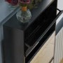Slim Black Shoe Cabinet 4 Mirrored Doors - Walham