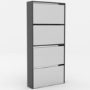 Slim Black Shoe Cabinet 4 Mirrored Doors - Walham