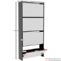 Slim Black Shoe Cabinet 4 Mirrored Doors - Walham