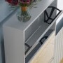 Slim White Shoe Cabinet 4 Mirrored Doors - Walham