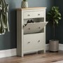 Slim Grey & Oak Shoe Cabinet 2 Door 1 Drawer - Arlington