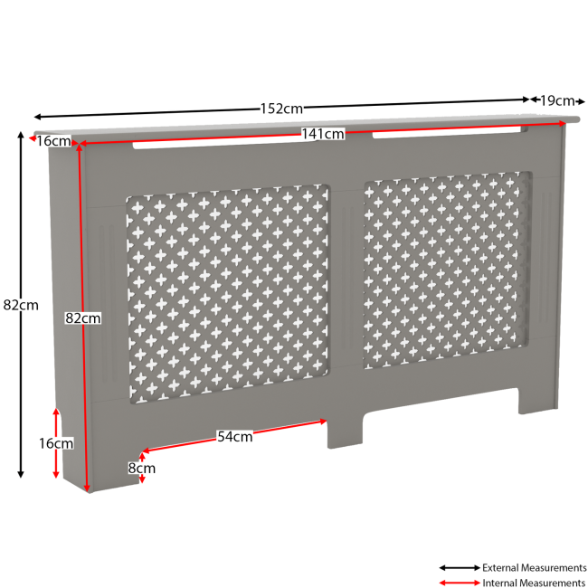 152cm Grey Radiator Cover - Oxford