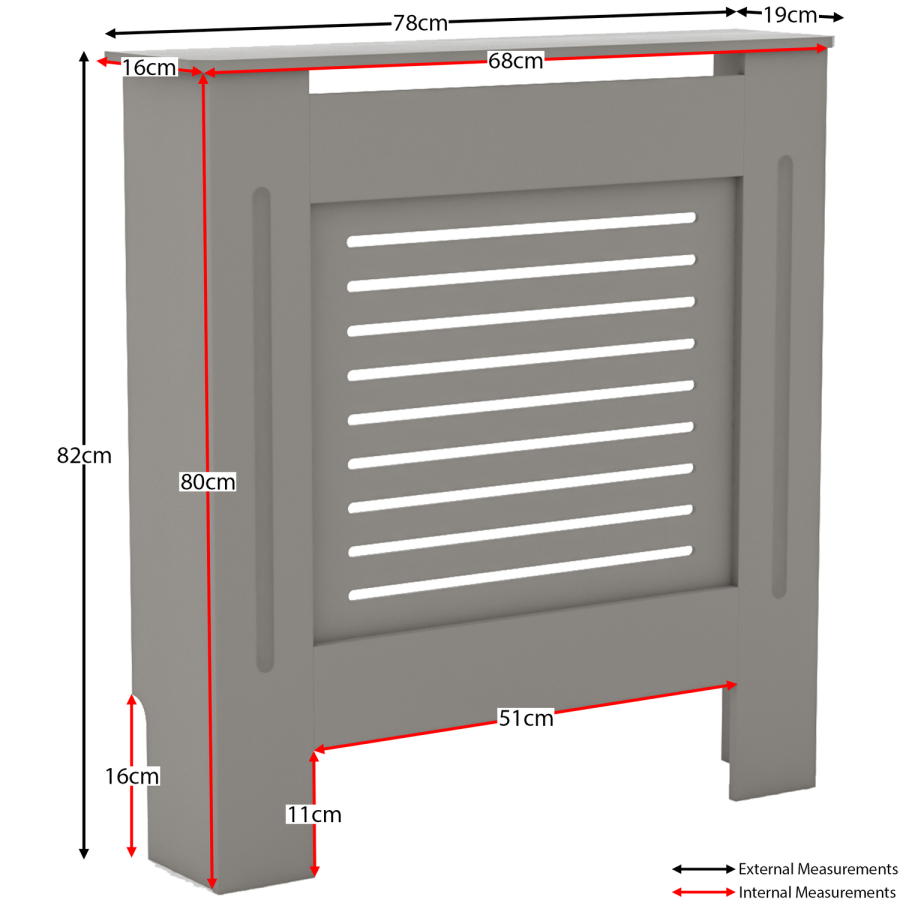 78cm Grey Radiator Cover - Milton