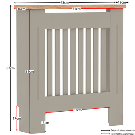 Small Grey Radiator Cover - 78cm- Arlington