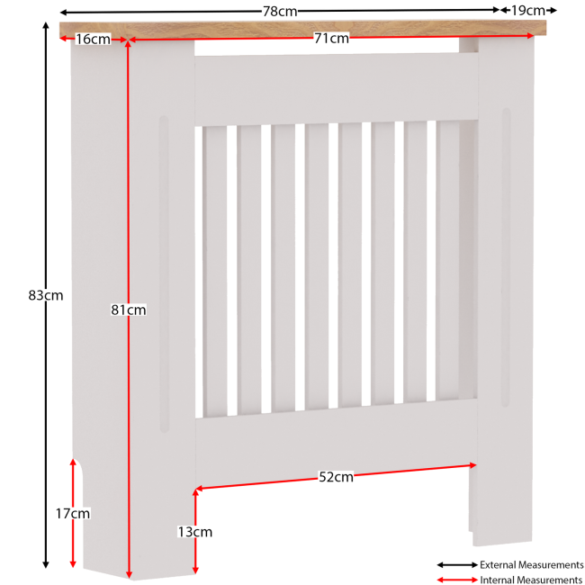 Small White Radiator Cover - 78cm - Arlington