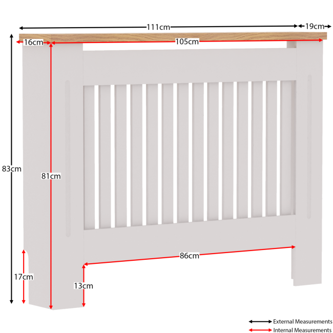 Medium White Radiator Cover - 111cm- Arlington