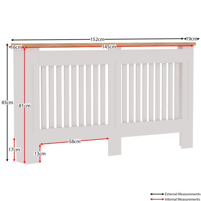 Large White Radiator Cover-152cm - Arlington