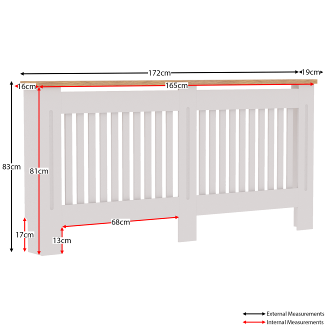 Extra Large White Radiator Cover - 172cm - Arlington