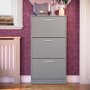 Slim Grey Shoe Cabinet 3 Doors