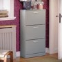 Slim Grey Shoe Cabinet 3 Doors