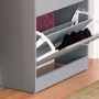 Slim Grey Shoe Cabinet 3 Doors