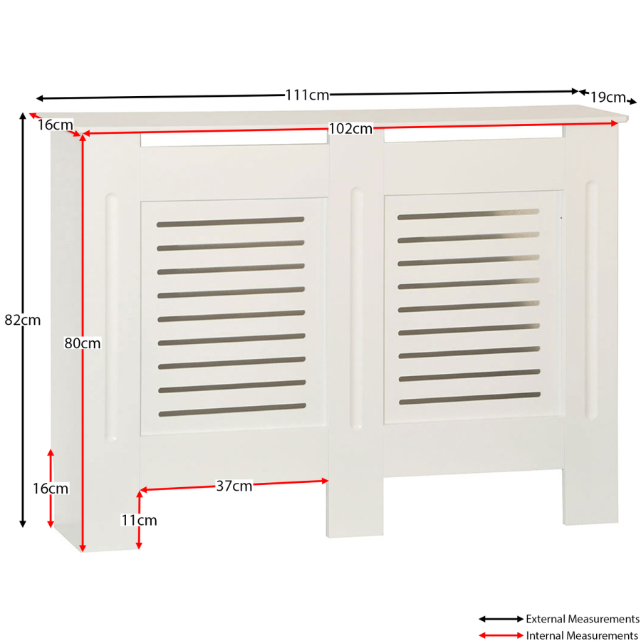 111cm White Radiator Cover - Milton