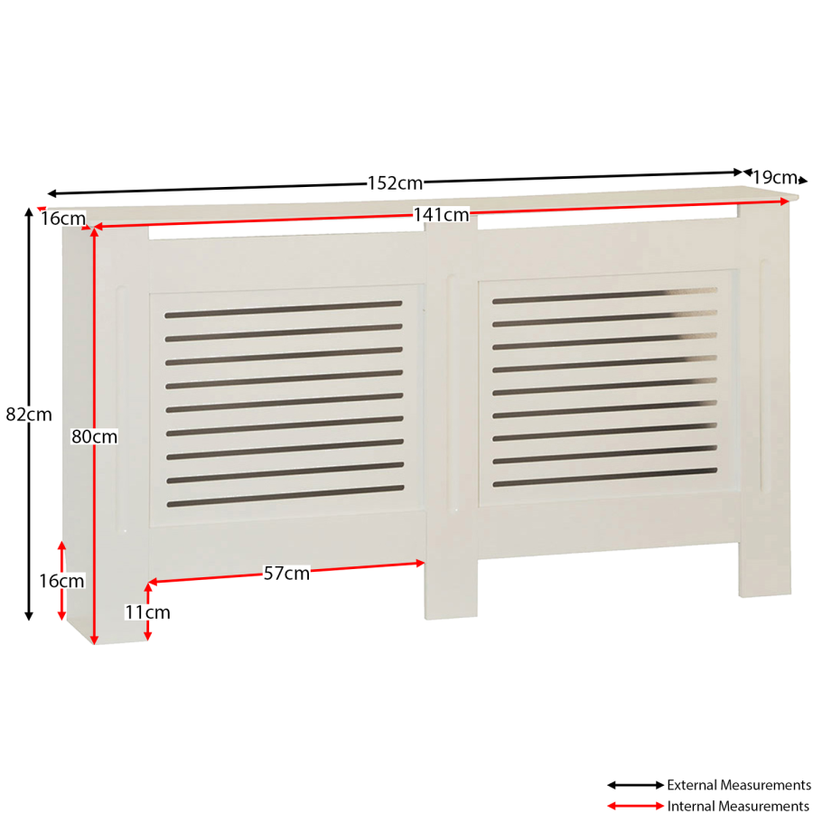 152cm White Radiator Cover - Milton