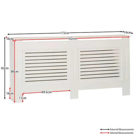 172cm White Radiator Cover - Milton