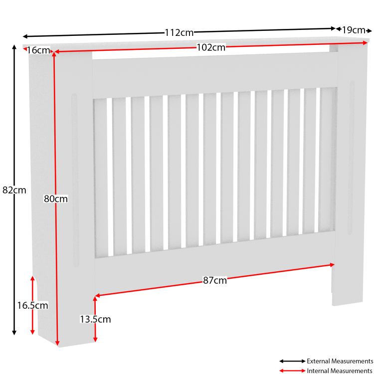 111cm White Radiator Cover - Chelsea