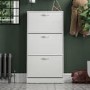 Slim White Shoe Cabinet 3 Doors