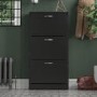 Slim Black Shoe Cabinet 3 Doors