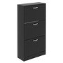 Slim Black Shoe Cabinet 3 Doors