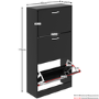 Slim Black Shoe Cabinet 3 Doors