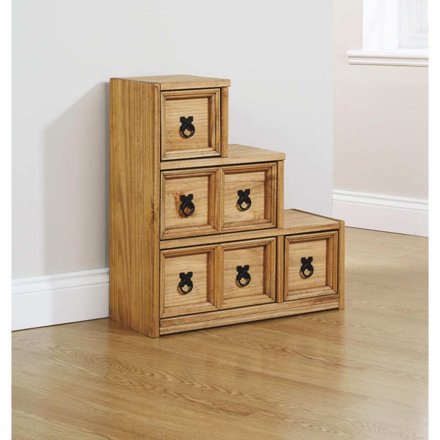 Mountrose Monterrey 4 Drawer Stepped Unit In Waxed Pine 