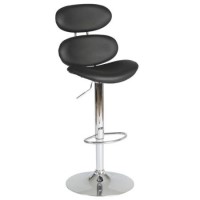 Designa High Back Gas Lift Black Bar Stool In Black Ash