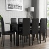 Black Gloss Extending Dining Table and 8 Black Faux Leather Chairs