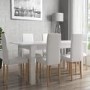 White High Gloss Flip Top Table and 6 White Faux Leather Chairs