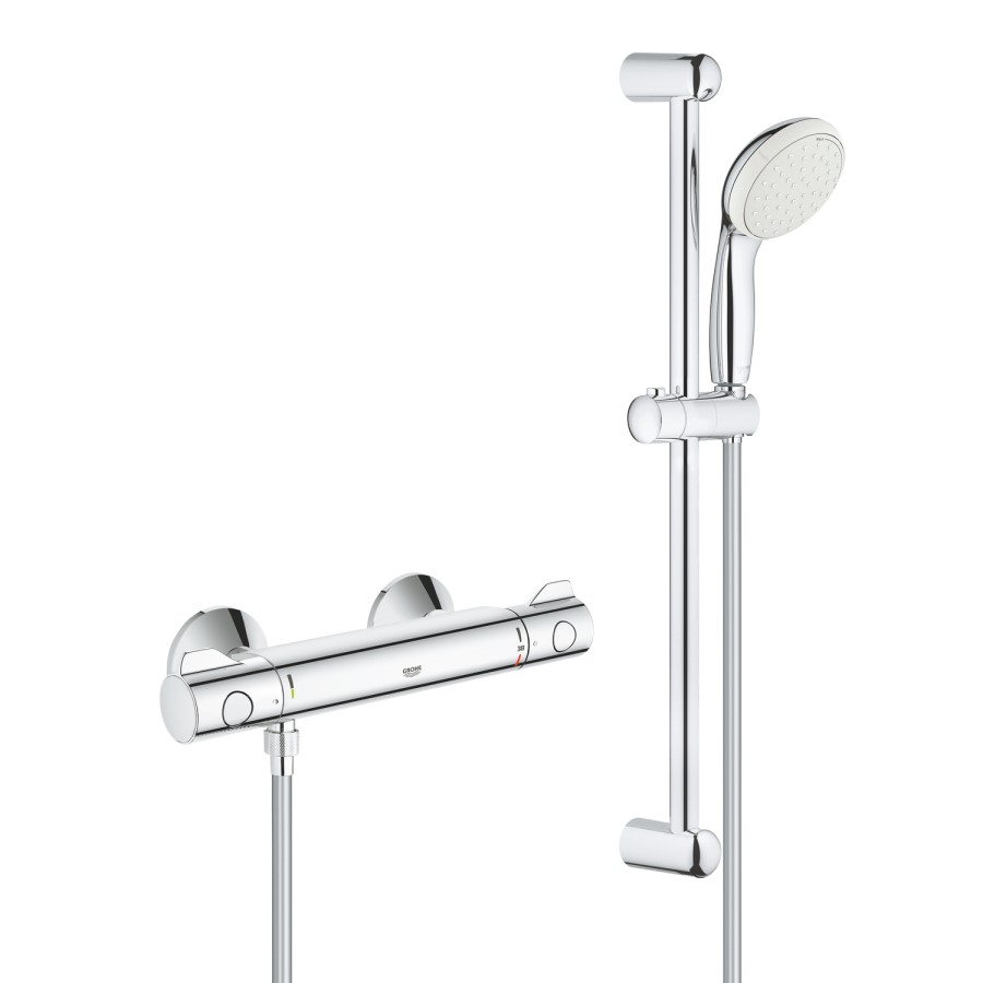 Grohe Grohtherm 800 Thermostatic Mixer Bar Shower with Slide Rail & Round Hand Shower