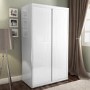 Lexi Bedside White High Gloss Bedside Table + Wardrobe + 3 Drawer Chest