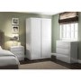 Lexi Bedside White High Gloss Bedside Table + Wardrobe + 3 Drawer Chest