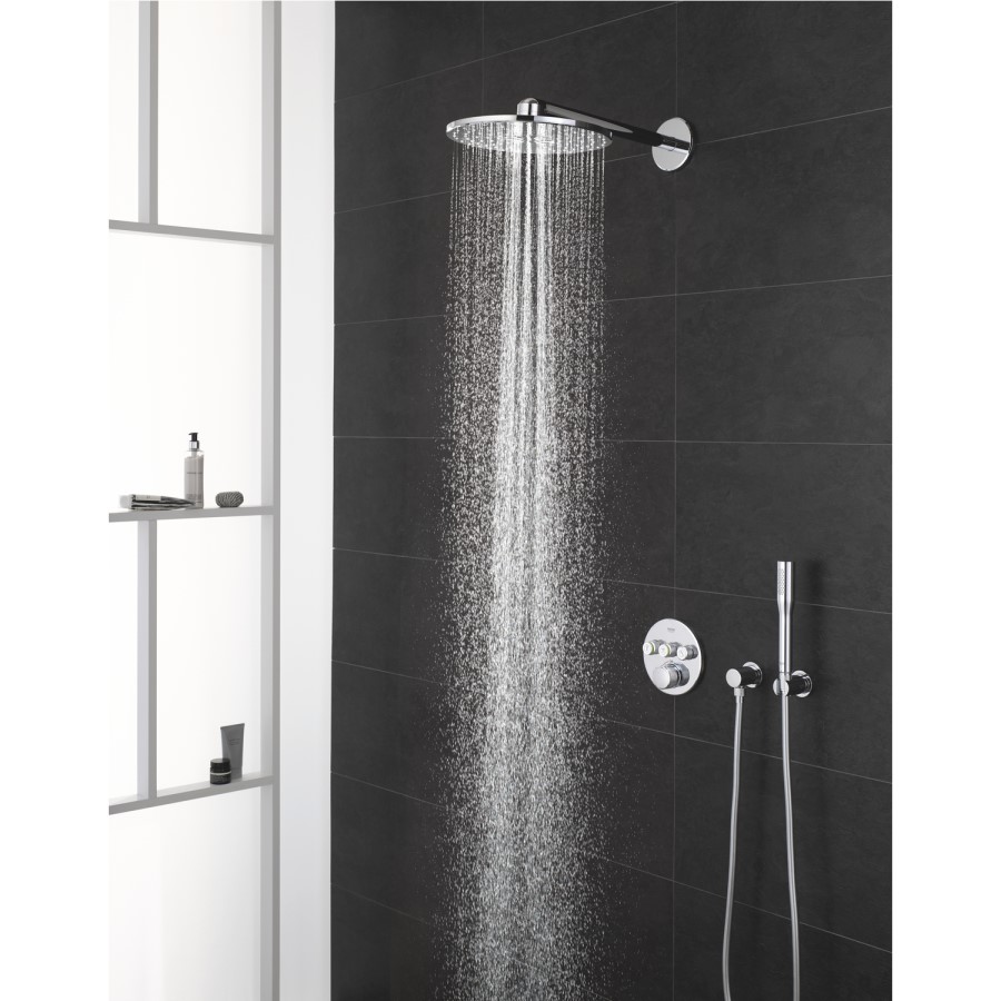 Grohe Grohtherm Concealed Thermostatic Mixer Shower with Wall Mounted Shower Head & Pencil Handset