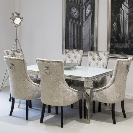Dining Table Mink Crushed Velvet Dining Chairs Montreal Set Of