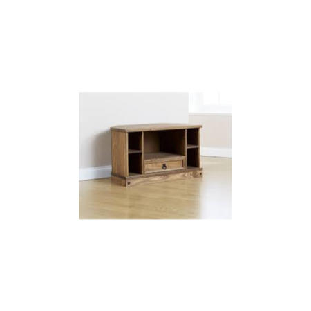 Mountrose Monterrey Solid Pine Corner TV Cabinet In Dark Stain 