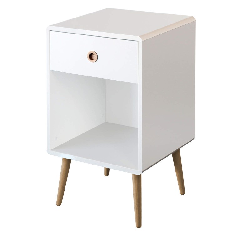 Metro White 1 Drawer Bedside Table 