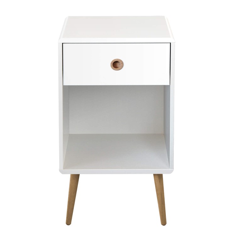 Metro White 1 Drawer Bedside Table 