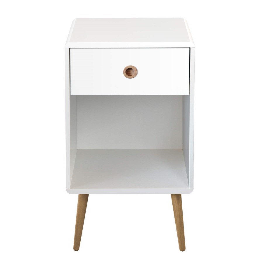 GRADE A1 - Metro White 1 Drawer Bedside Table 