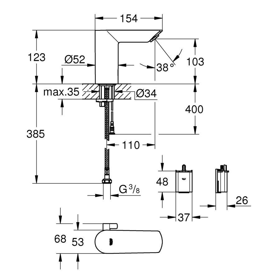 Grohe Bau Cosmopolitan Infrared Sensor Basin Mixer Tap