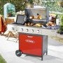 Outback Meteor - 4 Burner Gas BBQ Grill with Side Burner - Red