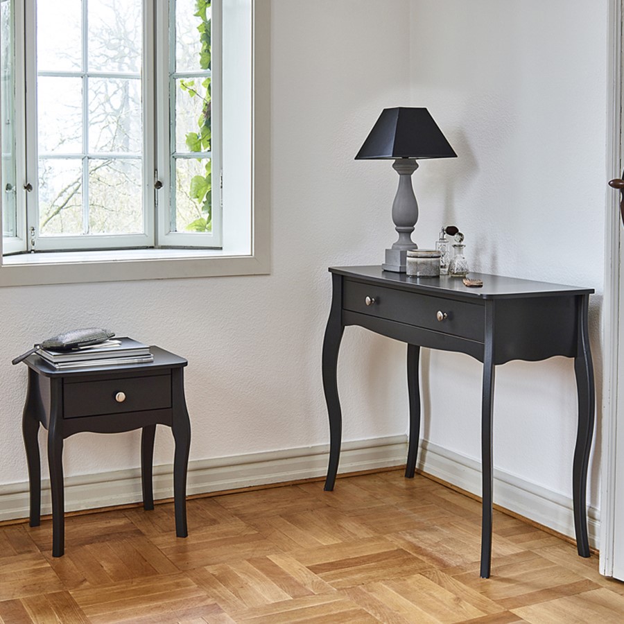 Steens Baroque 1 Drawer Bedside Table in Black