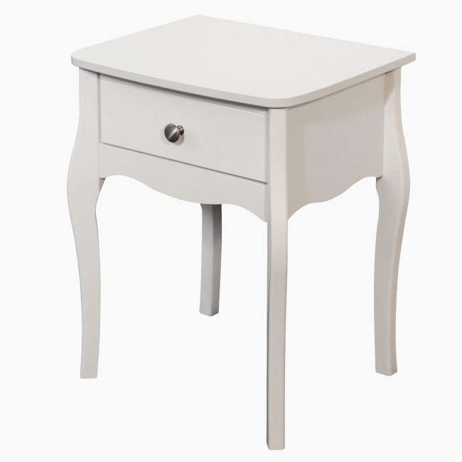 Steens Baroque 1 Drawer Bedside Table in White