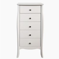Steens Baroque Narrow 5 Drawer Chest in White 