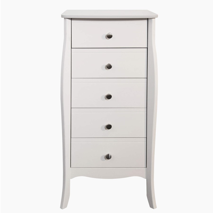 Steens Baroque Narrow 5 Drawer Chest in White 