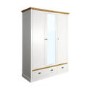 Sandringham 3 Door 2 Drawer Mirror Robe in White and Pine