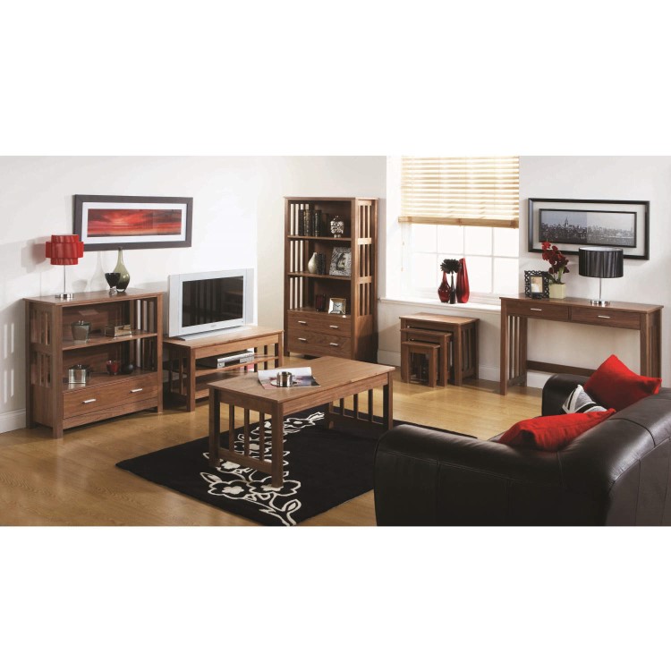 Mountrose Ashford Solid Wood 2 Shelf Bookcase with Walnut Veneer