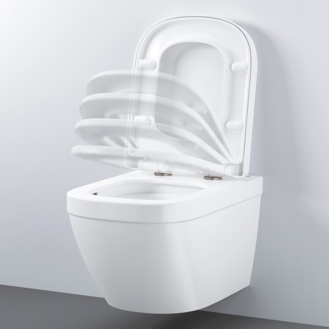 Wall Hung Rimless Toilet with Soft Close Seat Frame and Cistern - Grohe Solido Euro