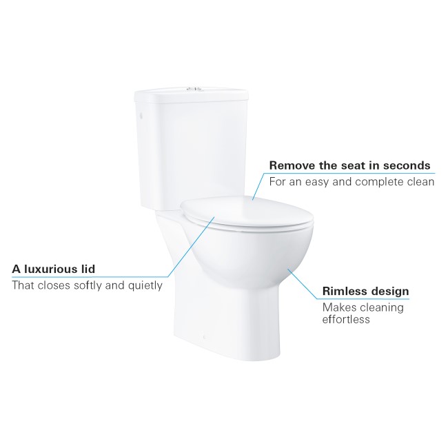 Close Coupled Rimless Toilet with Soft Close Seat - Grohe Bau