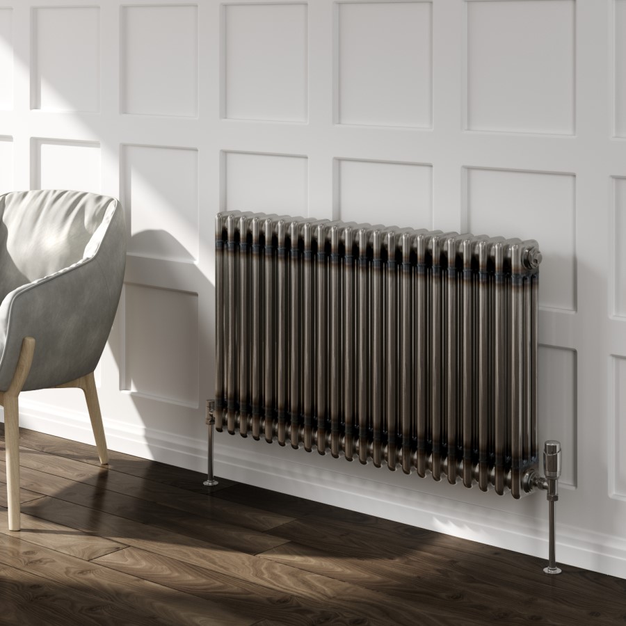 Reina Colona Raw Metal Horizontal 3 Column Radiator - 600 x 1010mm